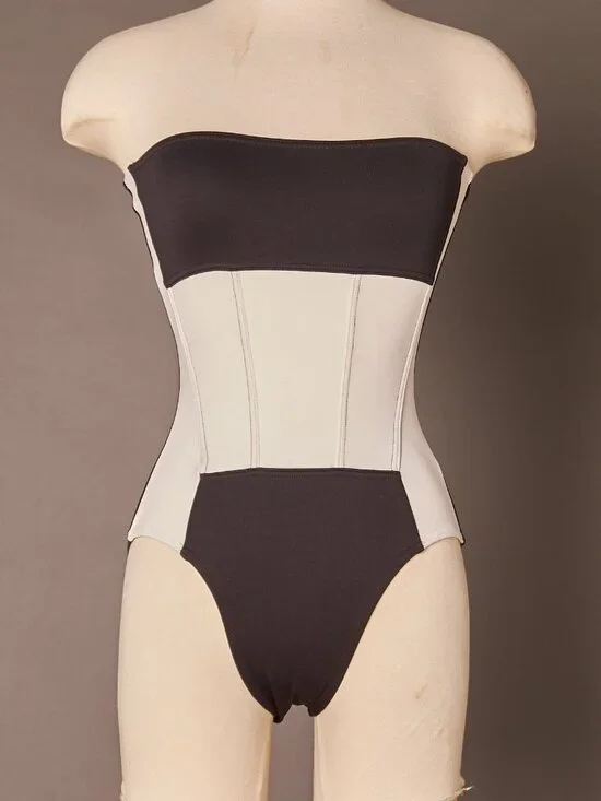 Late 80s Early 90s Black and White Liza Bruce Body Suit